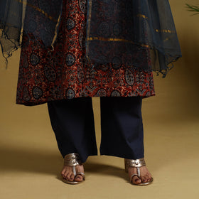 Red Block Print Cotton Ajrakh Kurta Set with Dupatta 