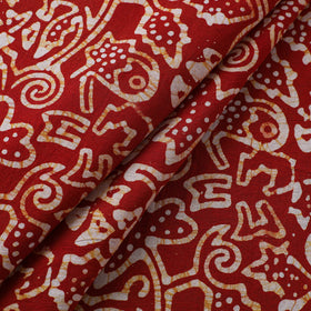 Red - cotton kutch batik fabric 17 - handcrafted