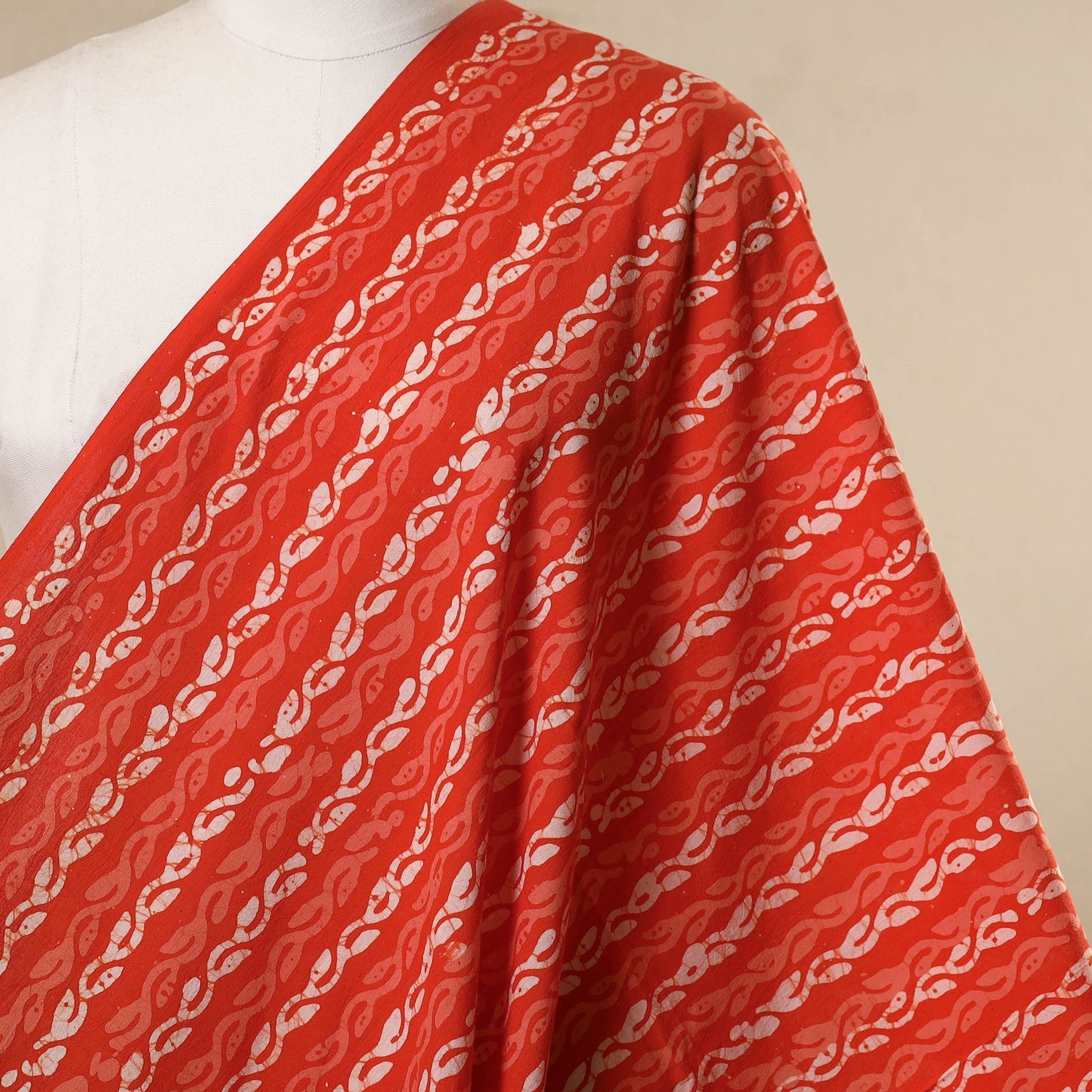 Red - cotton kutch batik fabric 42 - handcrafted