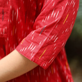 Red Cotton A-Line Pochampally Ikat Kurta for women