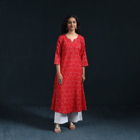 Cotton a-line pochampally ikat kurta for women 02