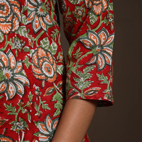 Red - cotton a-line sanganeri kurta 11 - handcrafted