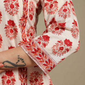 Red - cotton a-line sanganeri kurta 13 - handcrafted