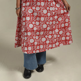 Red - cotton a-line sanganeri kurta 26 - handcrafted