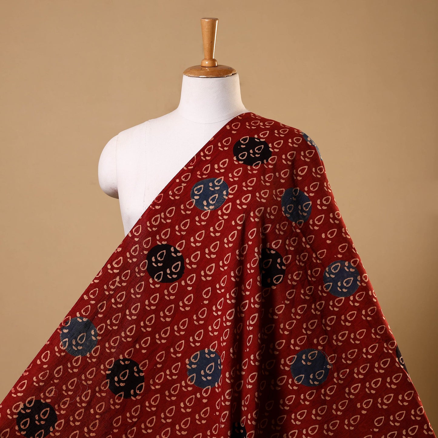 Red - cotton natural dyed fabric 10 - handcrafted