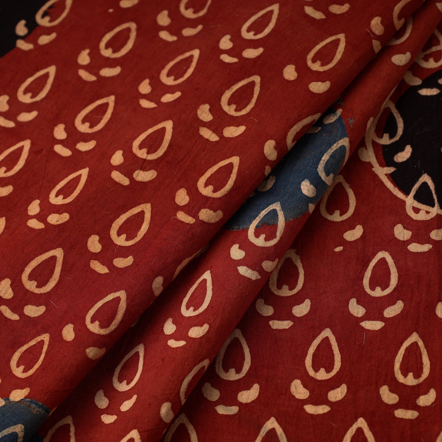 Red - cotton natural dyed fabric 10 - handcrafted