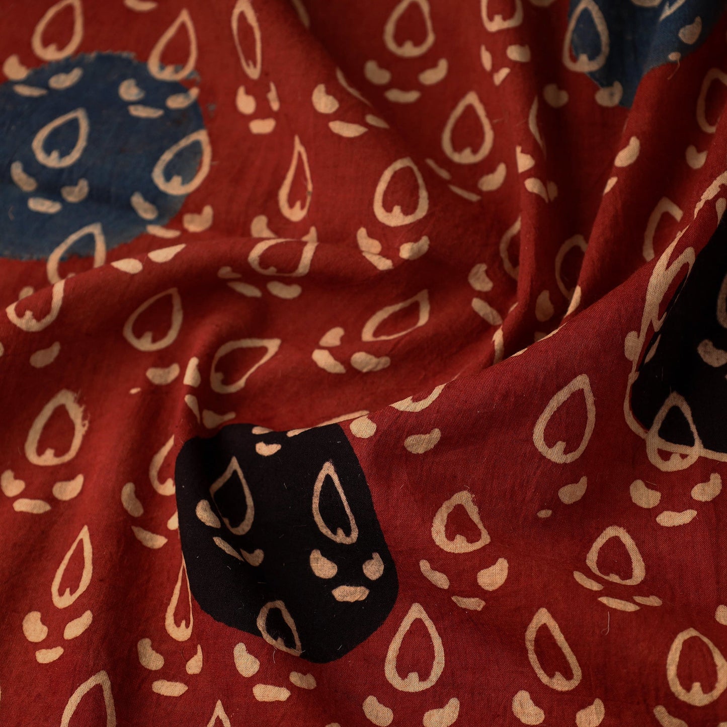 Red - cotton natural dyed fabric 10 - handcrafted