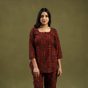  Cotton Ajrakh Block Print Night Suit Set