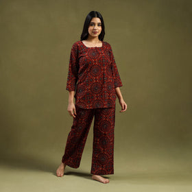  Cotton Ajrakh Block Print Night Suit Set