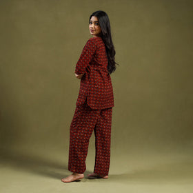 Buy Cotton Ajrakh Block Print Night Suit Set