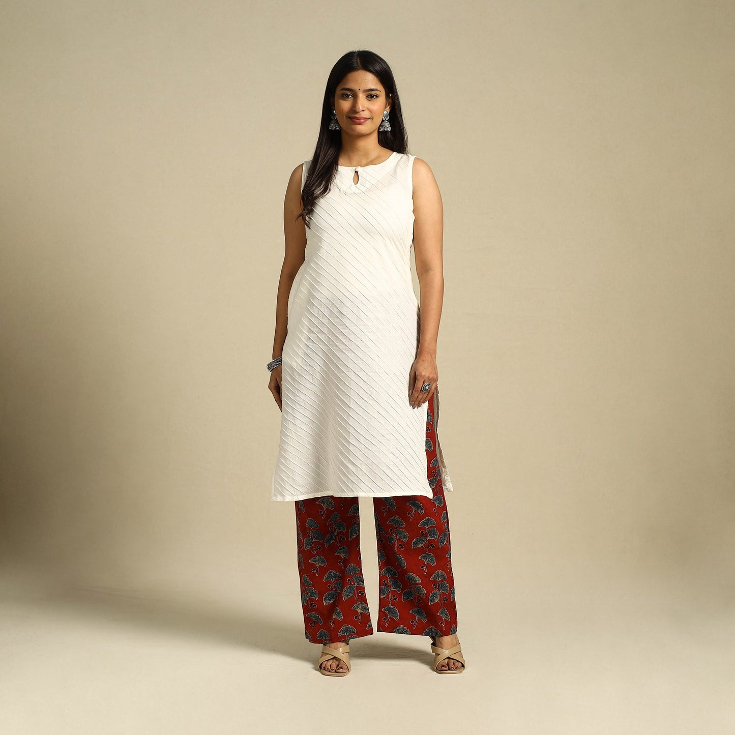 Buy Block Print Cotton Ajrakh Palazzo 