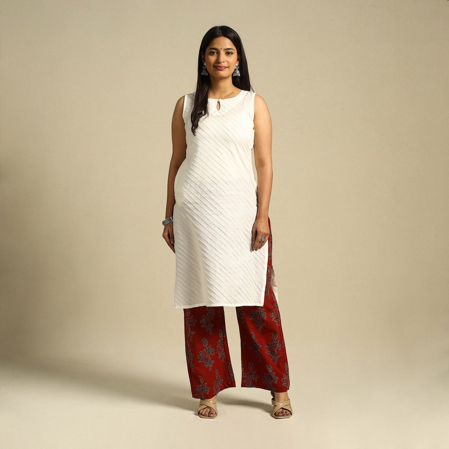 Buy Block Print Cotton Ajrakh Palazzo 