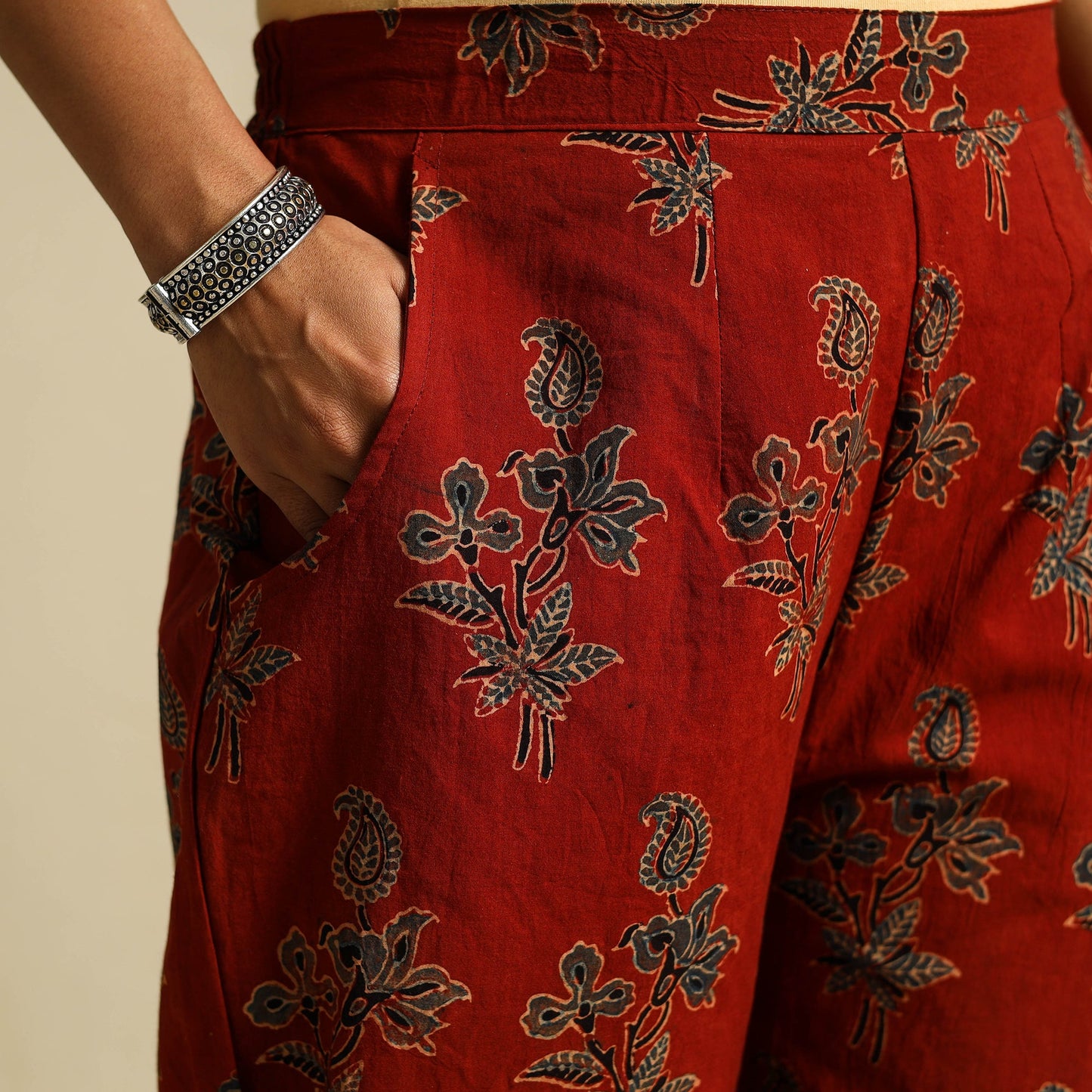 Buy Block Print Cotton Ajrakh Palazzo 