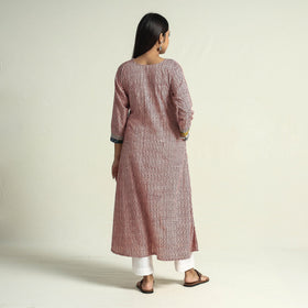 Buy Block Print Cotton Patchwork A-Line Bagh Kurta For Women