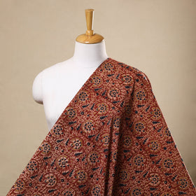  Red Block Print Cotton Pedana Kalamkari Fabric