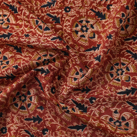  Red Block Print Cotton Pedana Kalamkari Fabric