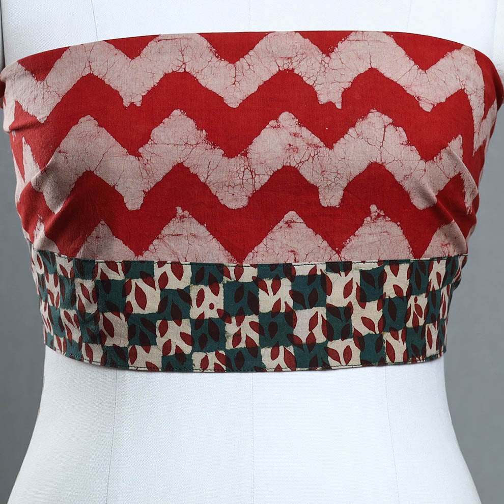 Red - cotton pipad blouse piece 64 - handcrafted