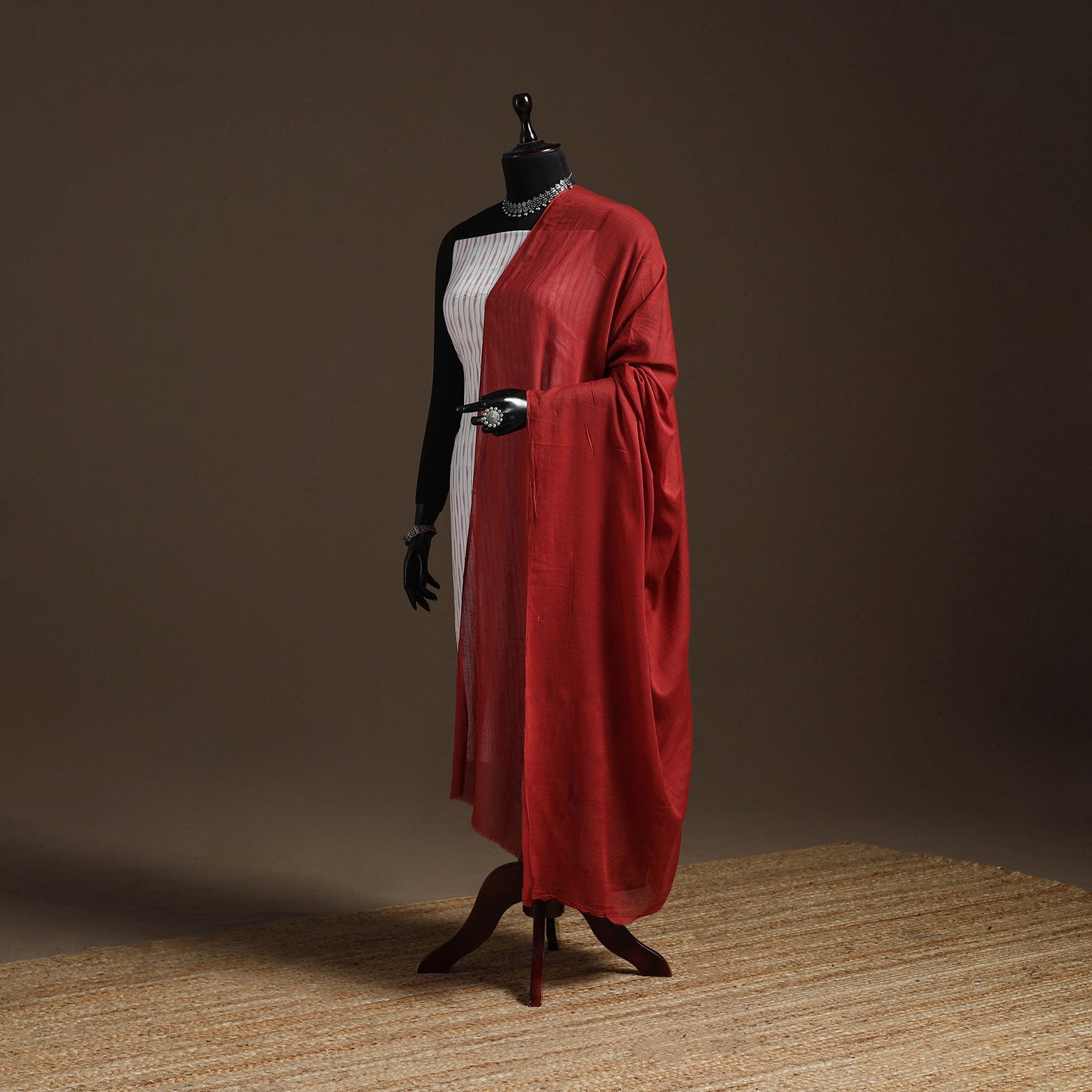 Cotton plain dupatta 09 - handcrafted