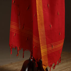 Cotton plain dupatta with thread border 37 - handcrafted