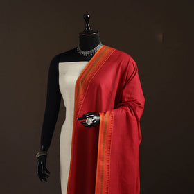 Cotton plain dupatta with thread border 41 - handcrafted