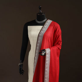 Cotton plain dupatta with thread border 60 - handcrafted