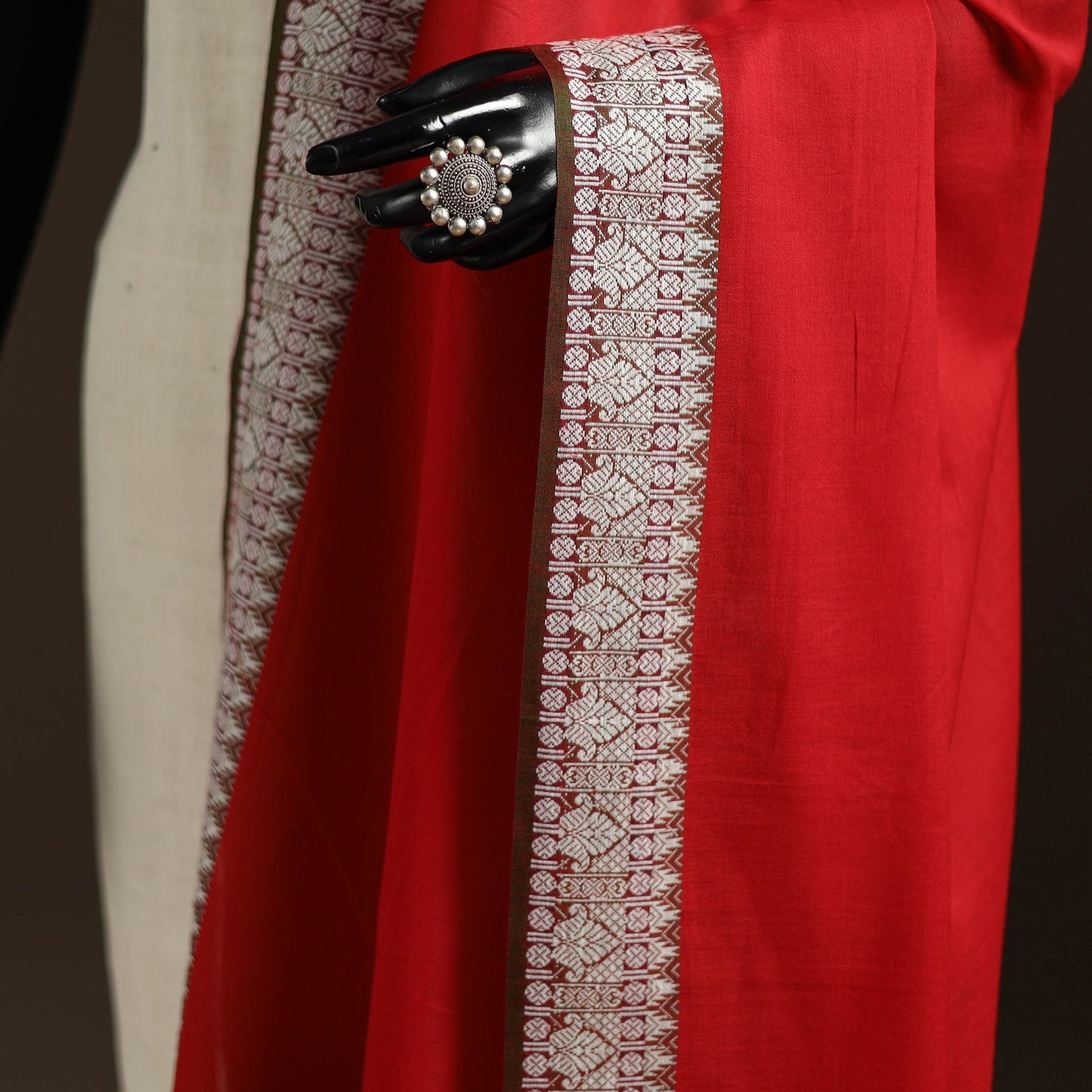 Cotton plain dupatta with thread border 60 - handcrafted