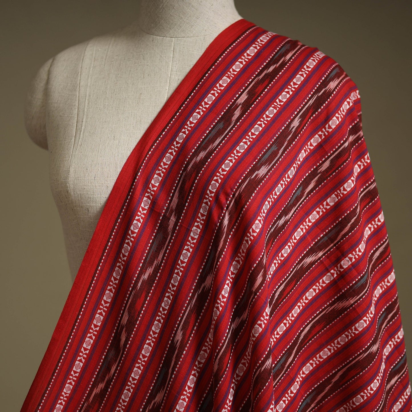 Cotton pochampally dabi ikat fabric 27 - handcrafted
