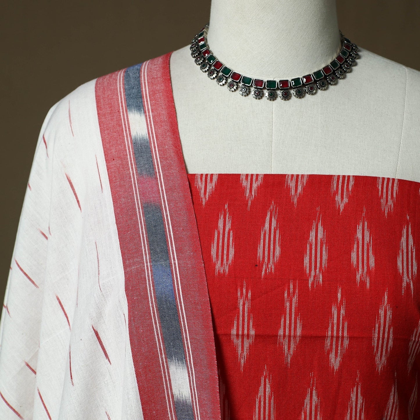 Handloom cotton pochampally ikat 3pc unstitched dress