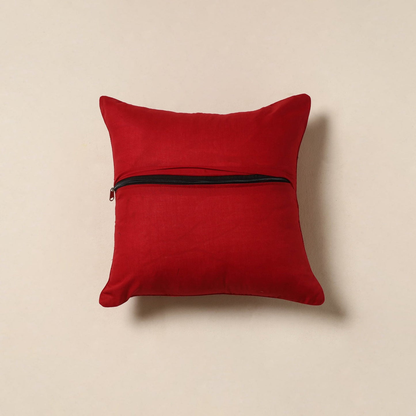 Red - cotton pochampally ikat cushion cover 19 - handcrafted