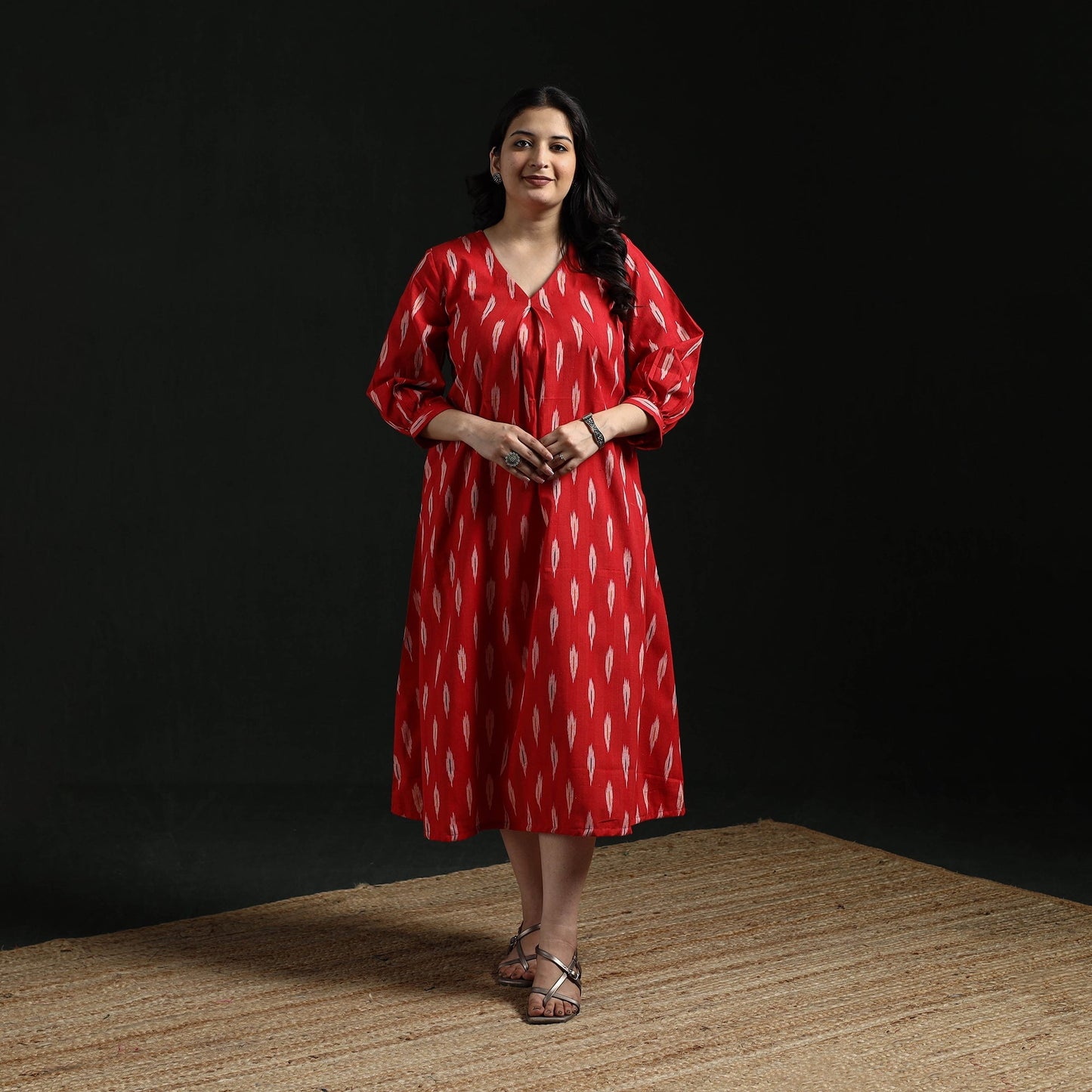 Cotton pochampally ikat dress 14 - handcrafted