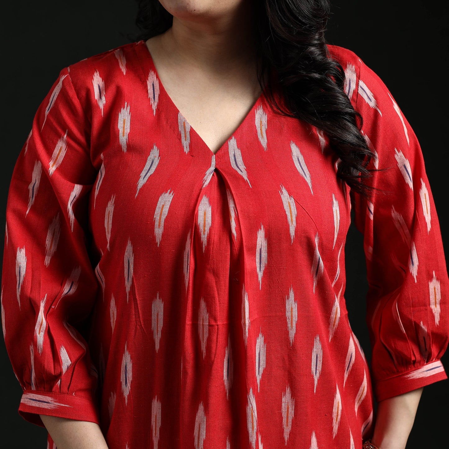 Cotton pochampally ikat dress 14 - handcrafted