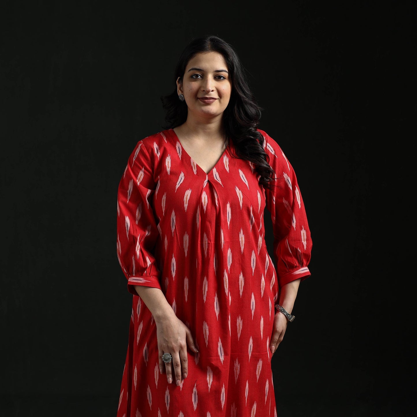 Cotton pochampally ikat dress 14 - handcrafted