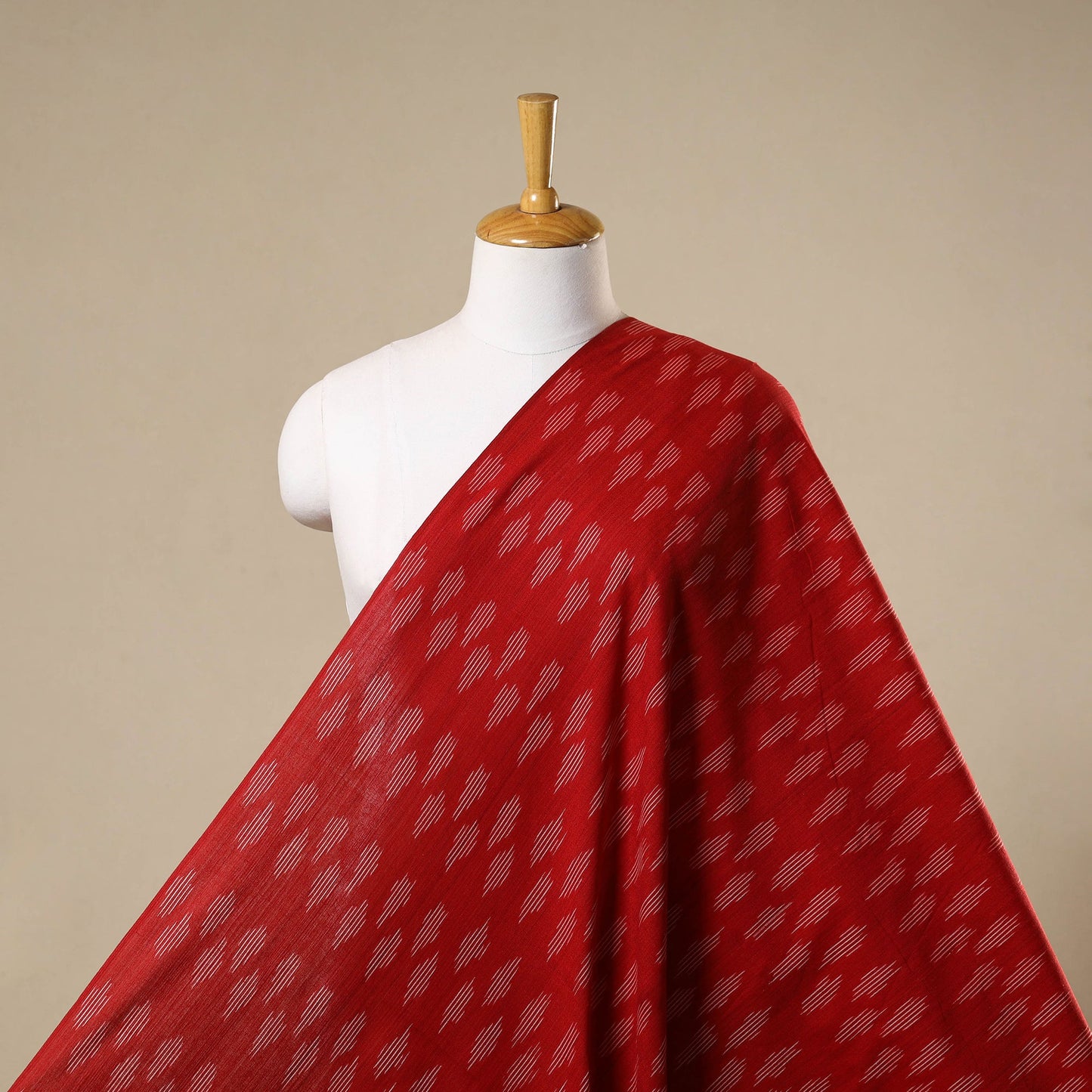 Red - cotton pochampally ikat fabric 04 - handcrafted