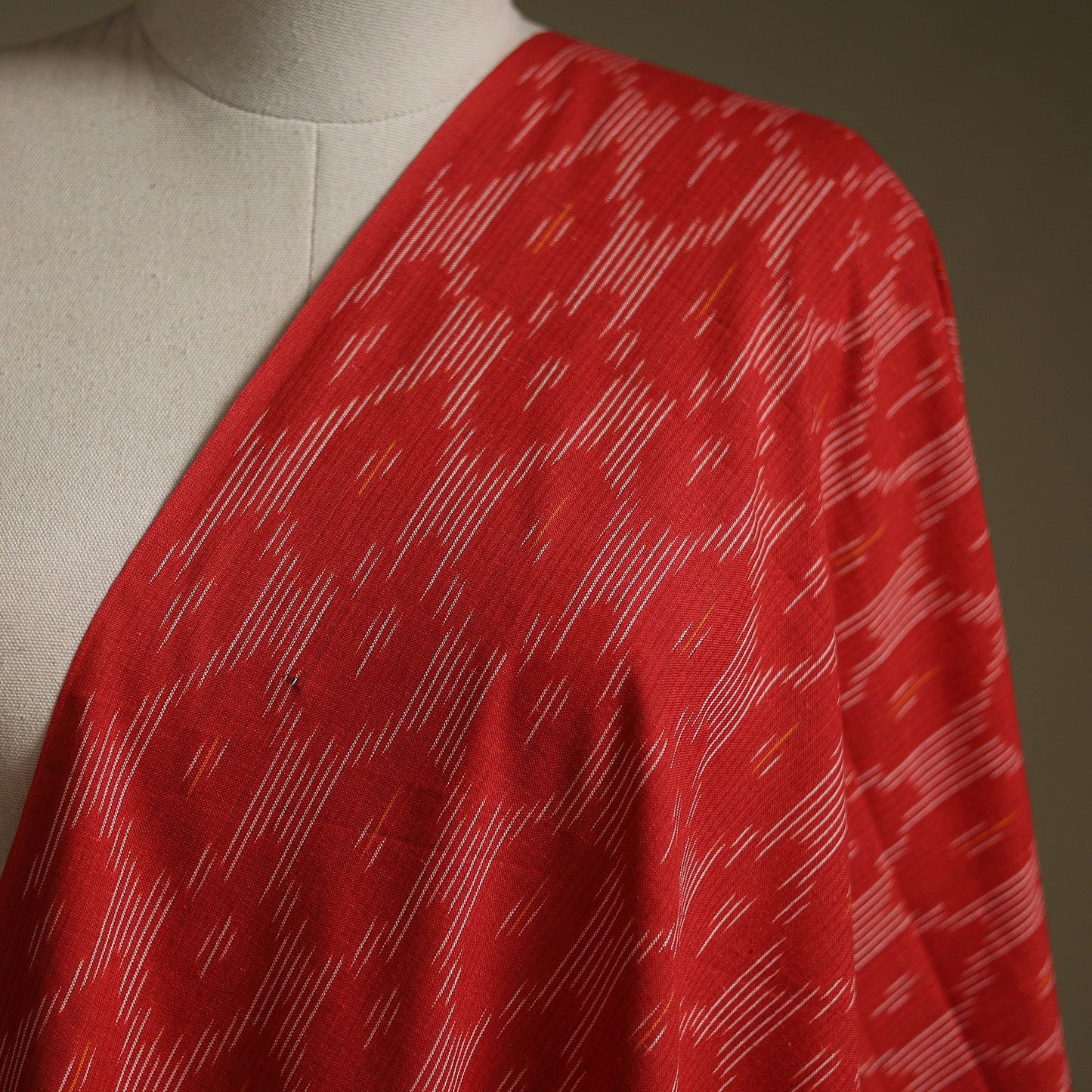 Red - cotton pochampally ikat fabric 06 - handcrafted