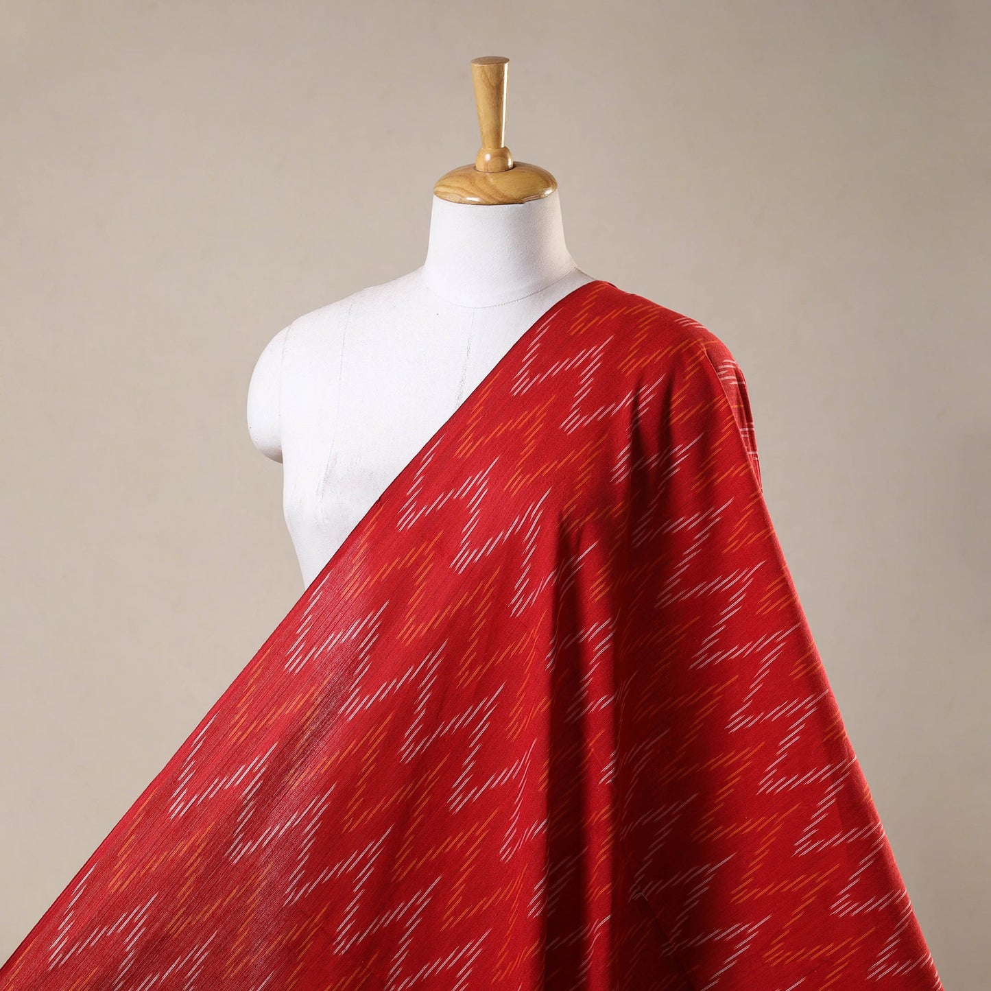 Red - cotton pochampally ikat fabric 08 - handcrafted