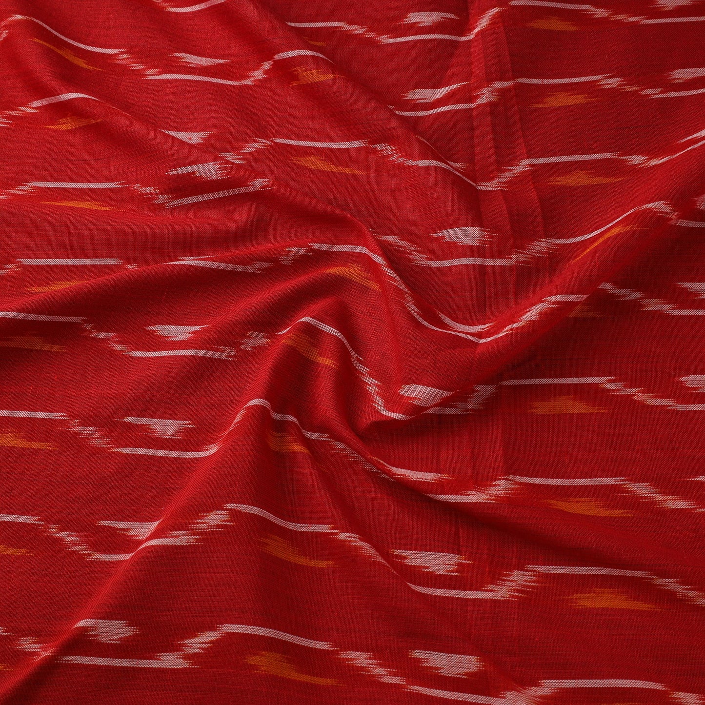 Red Cotton Pochampally Ikat Fabric