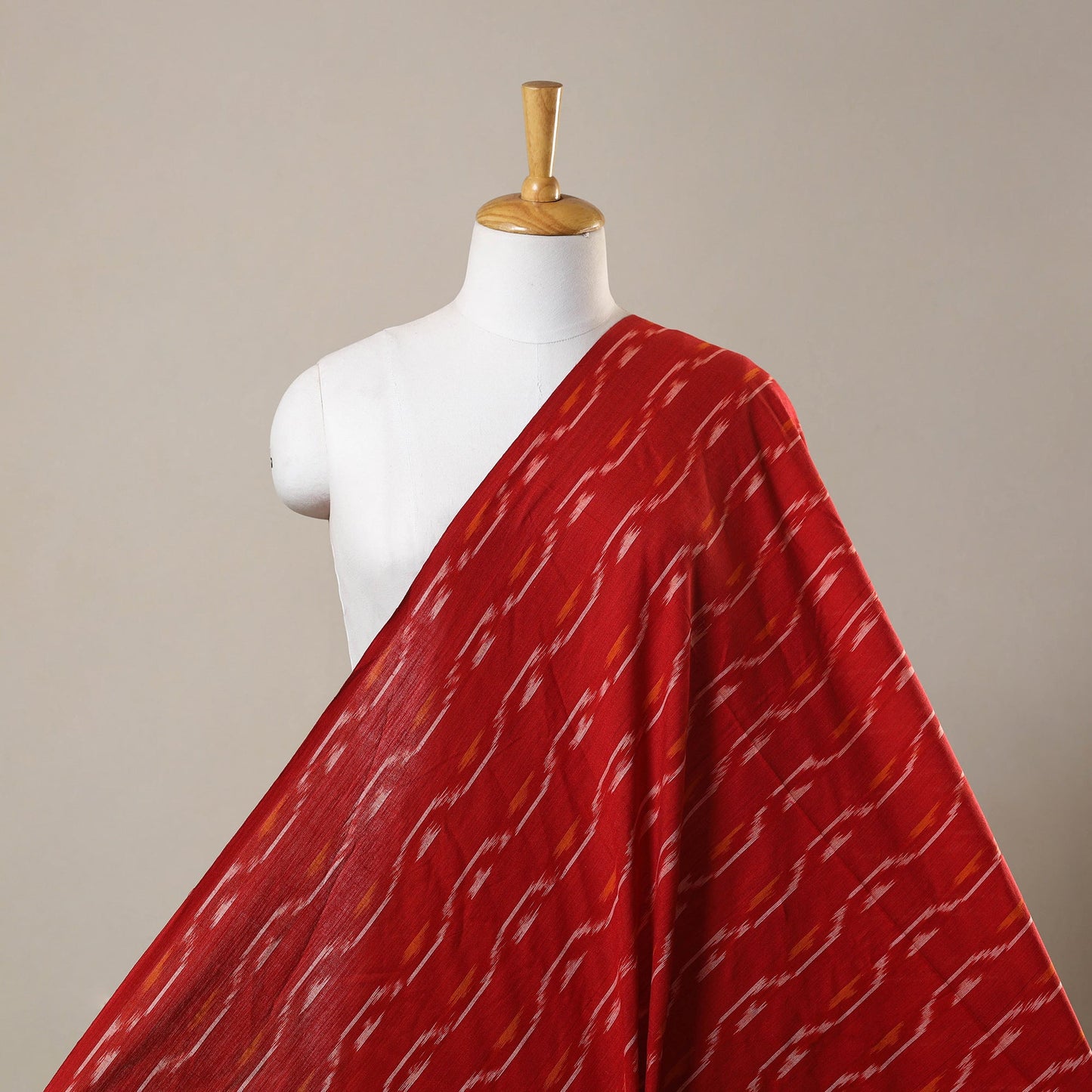 Red Cotton Pochampally Ikat Fabric