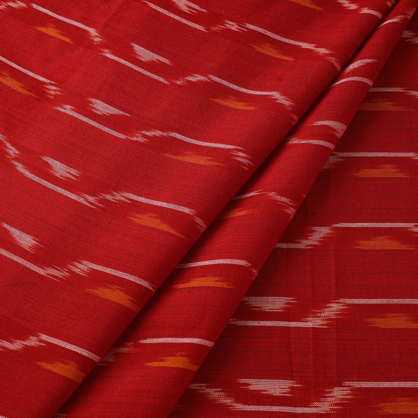 Red Cotton Pochampally Ikat Fabric