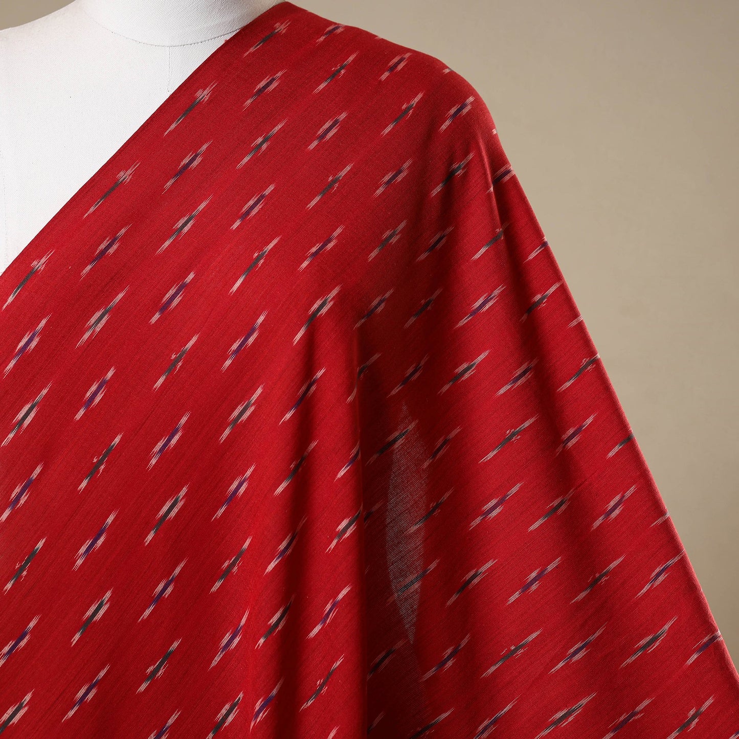 Red - cotton pochampally ikat fabric 27 - handcrafted