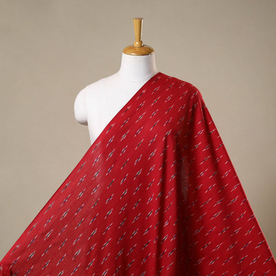Red - cotton pochampally ikat fabric 27 - handcrafted