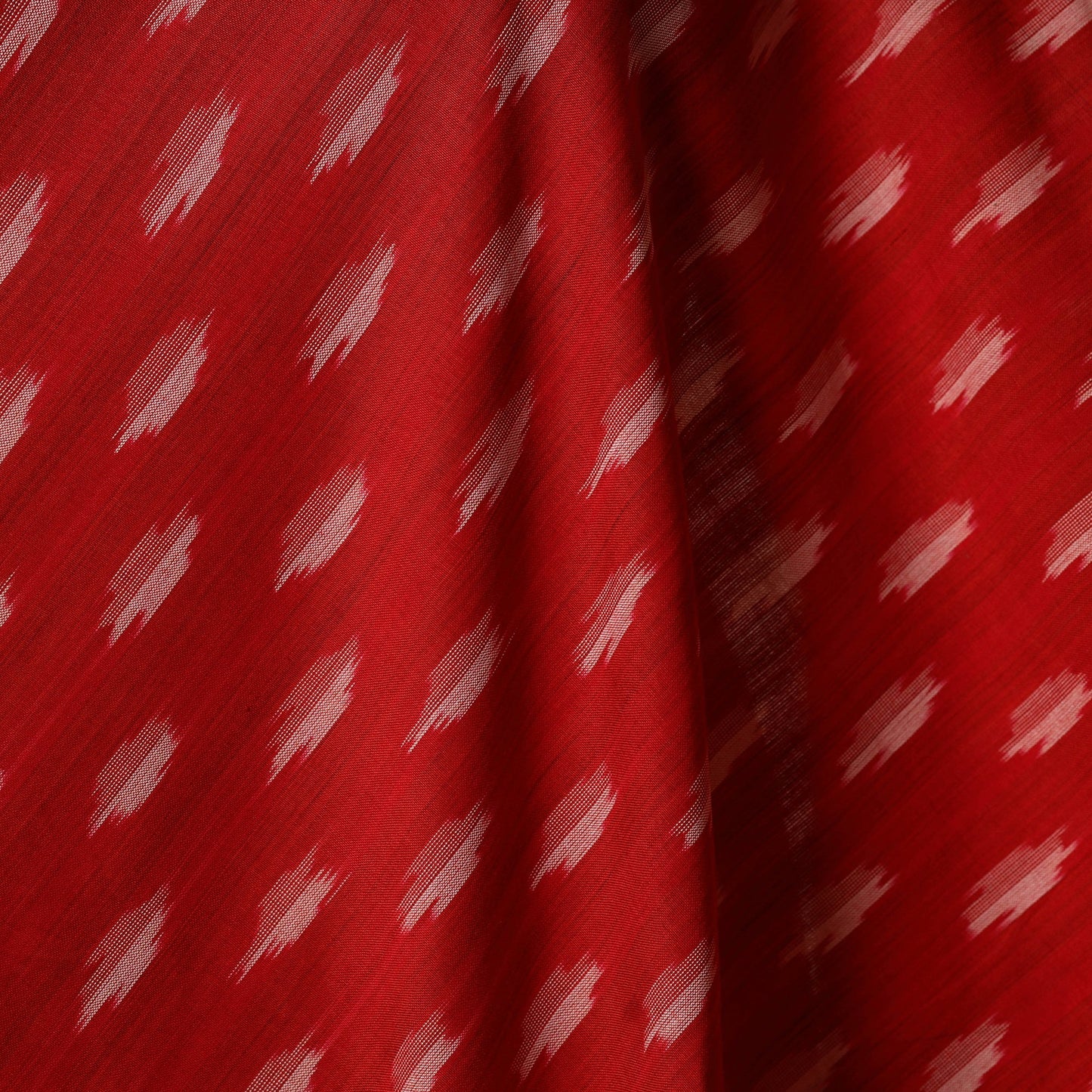 Red - cotton pochampally ikat fabric 36 - handcrafted