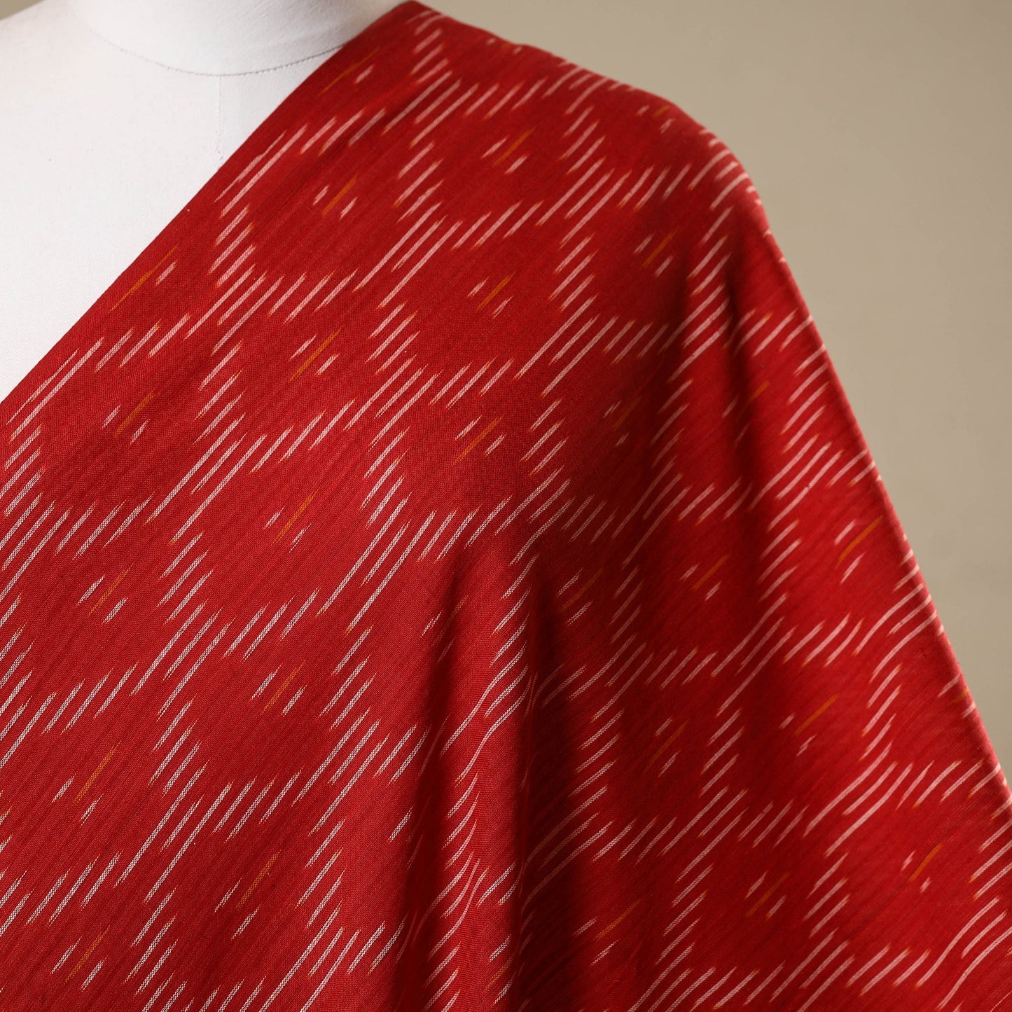 Red - cotton pochampally ikat fabric 42 - handcrafted