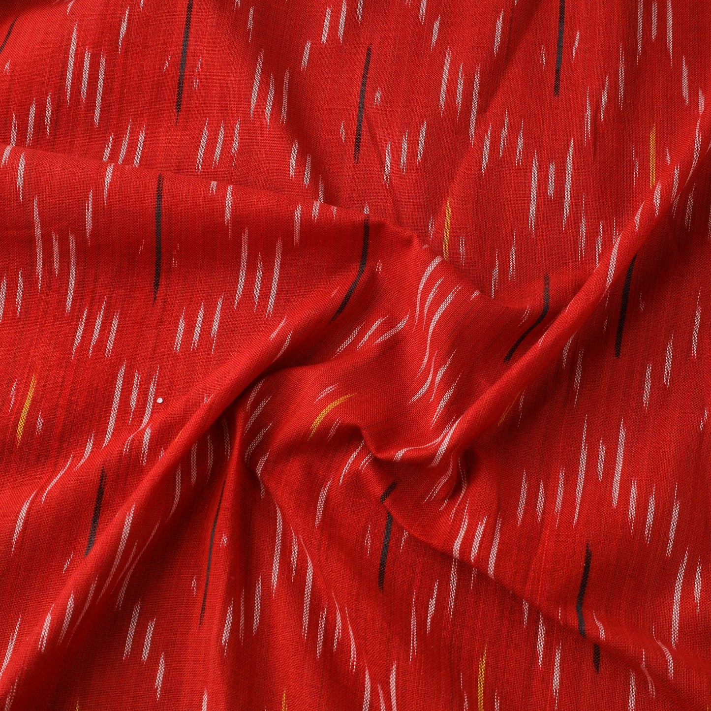Red Handloom Cotton Pochampally Weave Ikat Fabric