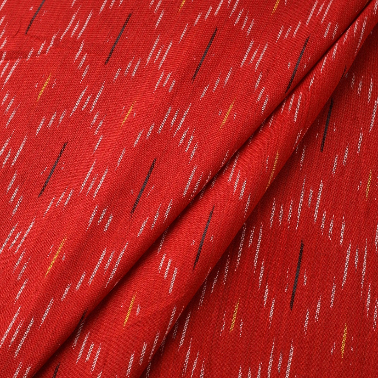 Red Handloom Cotton Pochampally Weave Ikat Fabric