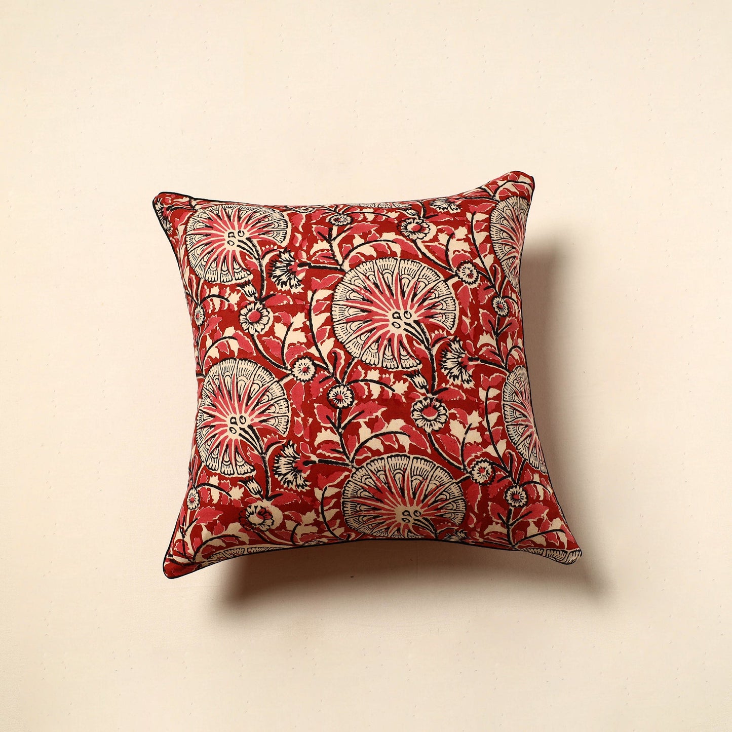 Buy Red Cotton Block Printed Bagru Cushion Cover