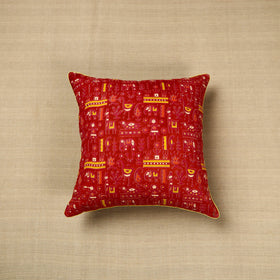 Red Cotton Printed Kalamkari Cushion Cover
