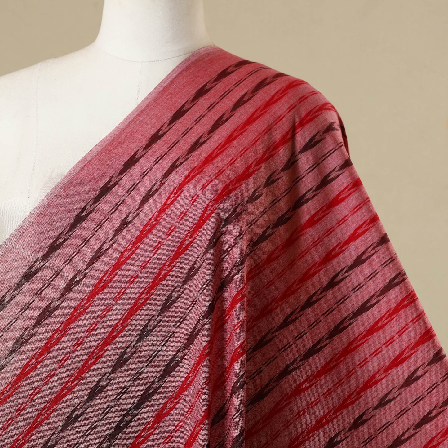 Red - cotton sambalpuri ikat fabric 28 - handcrafted