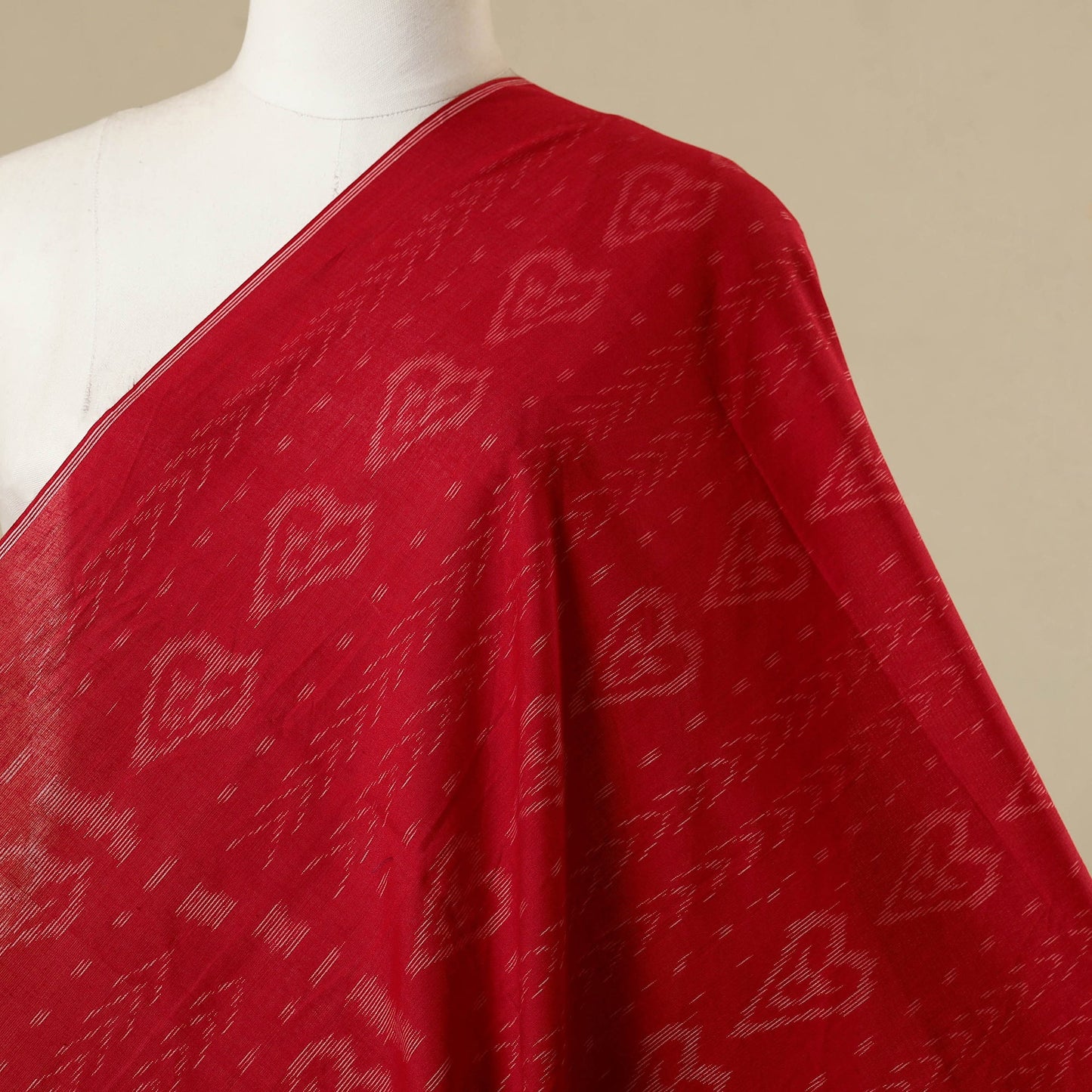 Red - cotton sambalpuri ikat fabric 29 - handcrafted