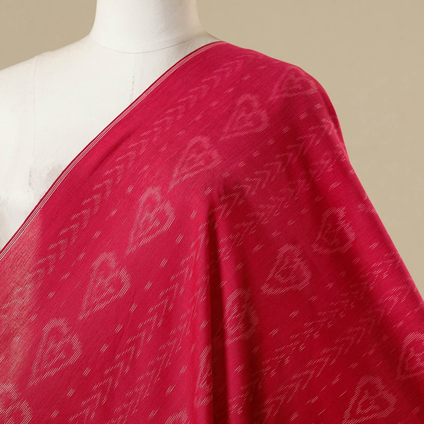 Red - cotton sambalpuri ikat fabric 30 - handcrafted