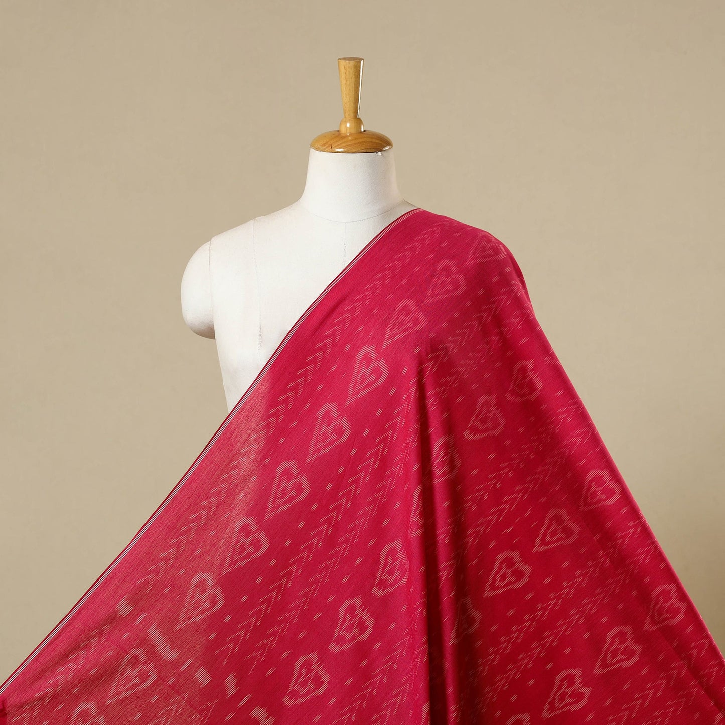 Red - cotton sambalpuri ikat fabric 30 - handcrafted